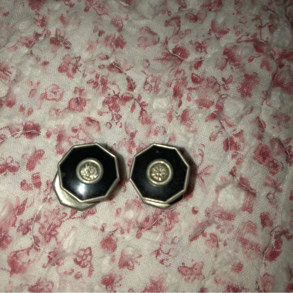 Vintage Black Onyx and Silver Cuff Links